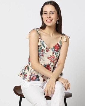 floral printed peplum top