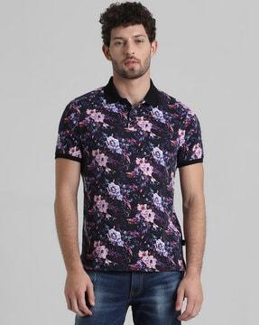 floral printed polo t-shirt