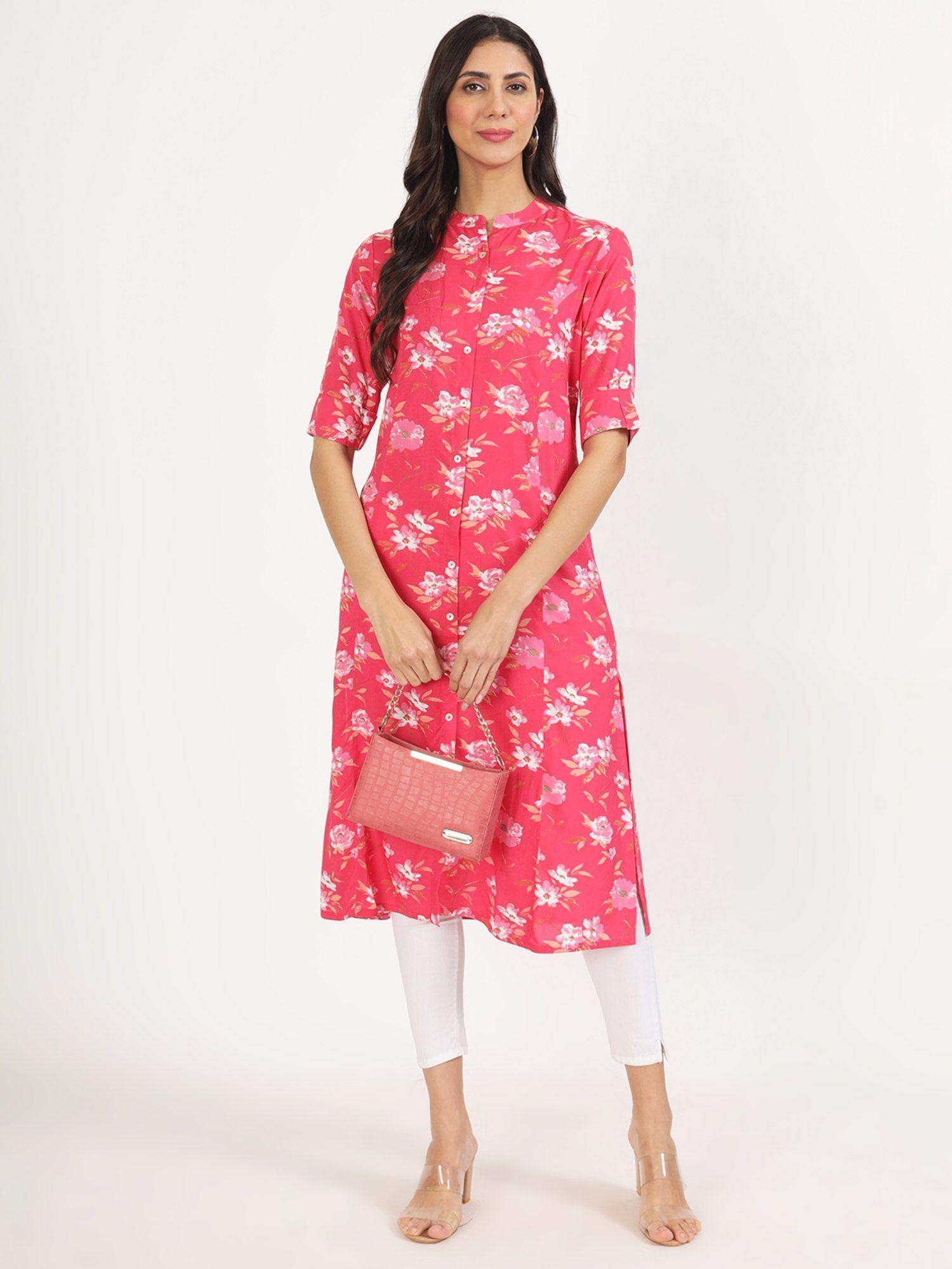 floral printed rayon a-line kurta