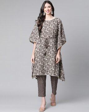 floral printed regular fit kurta sets