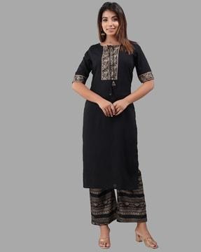 floral printed round-neck kurta sets