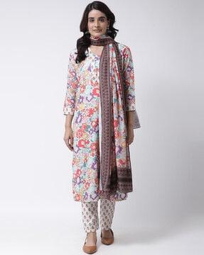 floral printed round neck kurti