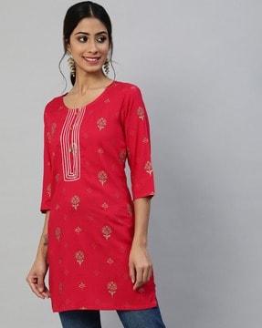 floral printed round-neck kurti