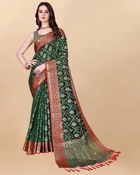 floral printed saree with contrast border