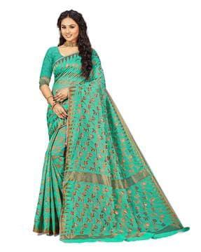 floral printed saree with zari border