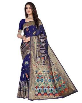 floral printed saree with zari border