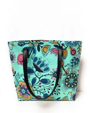 floral printed shoulder tote bag