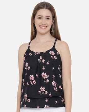 floral printed sleeveless top