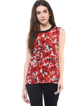 floral printed sleeveless top