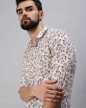 floral printed slim fit shirt