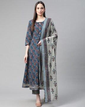 floral printed straight fit kurta set