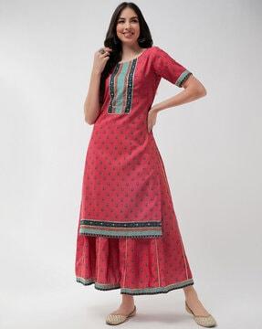 floral printed straight kurta & palazzos setset