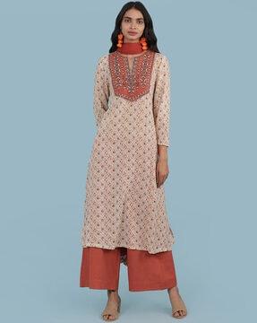 floral printed straight kurta set