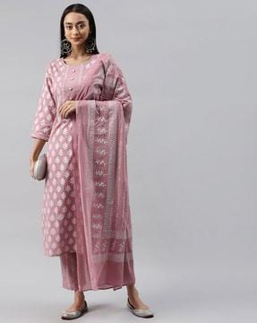 floral printed straight kurta set