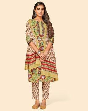 floral printed straight kurta set