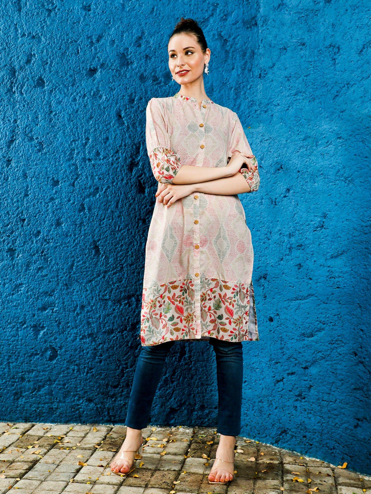 floral printed straight kurta