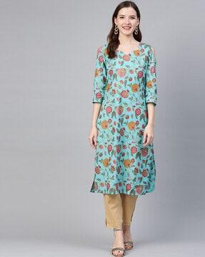 floral printed straight kurta