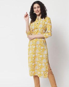 floral printed straight kurta