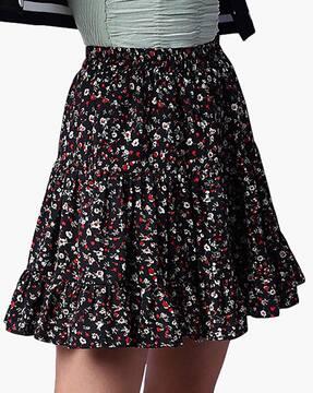 floral printed tiered skirt