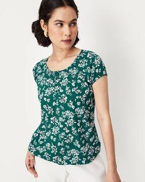 floral printed top with button closure