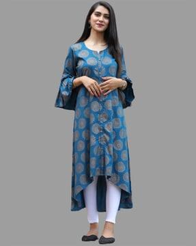 floral printed v-neck kurta