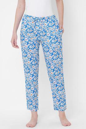floral printed women's lounge pants - blue