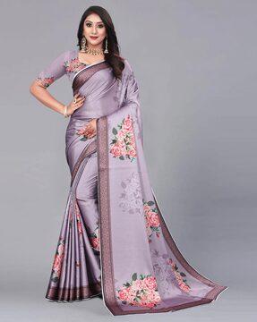 floral printed woven saree