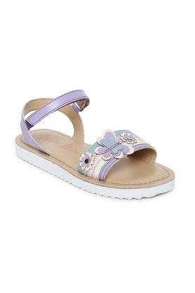 floral pu velcro girls casual sandals - lavender