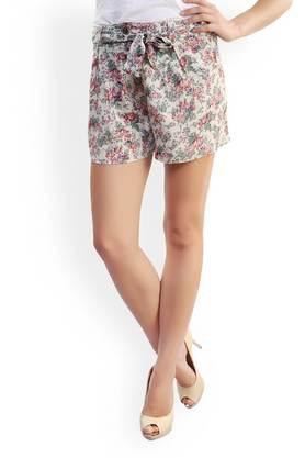 floral rayon regular fit women's shorts - multi