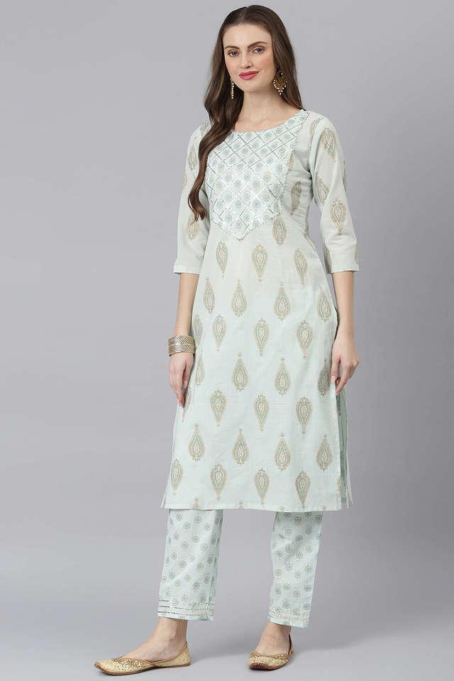 floral rayon round neck womens kurta pant dupatta set