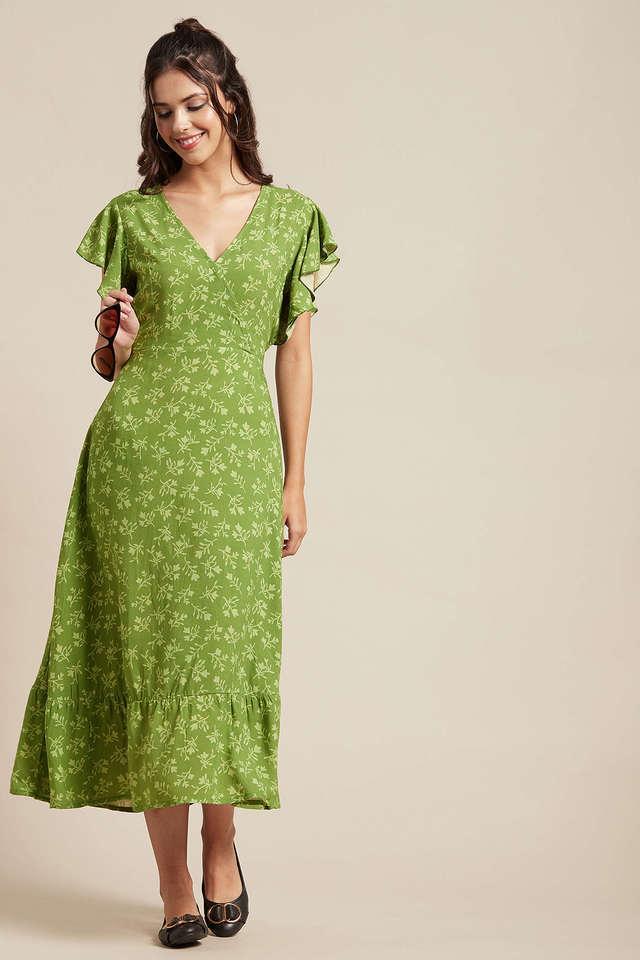 floral rayon v neck womens maxi dress