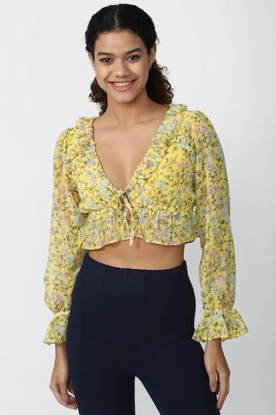 floral regular fit cropped crop tops