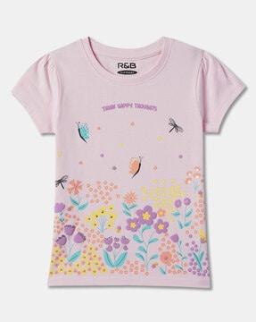 floral regular fit t-shirt with round neck