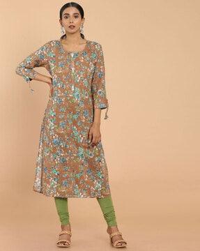 floral round neck kurta