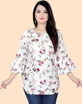 floral round-neck tunic