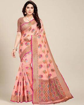 floral saree with blouse piece