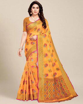 floral saree with blouse piece