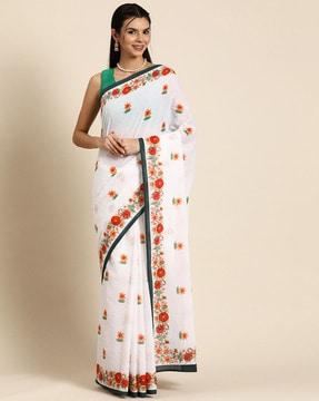 floral saree with blouse piece