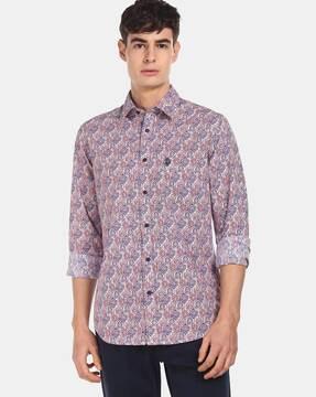 floral shirt with patch pocket