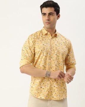 floral shirt with spread collar