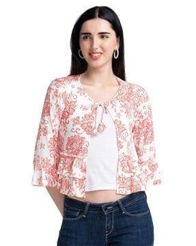 floral shrug with angel sleeves