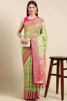 floral silk festive wear women's saree - green
