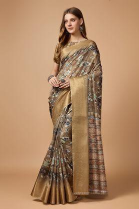 floral silk festive wear women's saree - multi