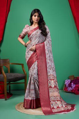 floral silk festive wear women's saree - multi