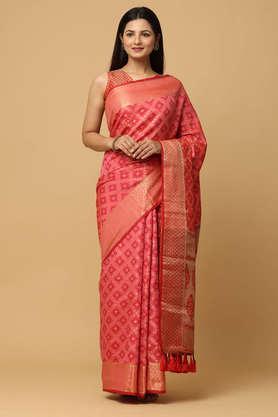 floral silk festive wear women's saree - peach