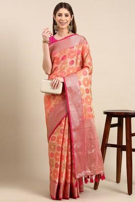 floral silk festive wear women's saree - pink