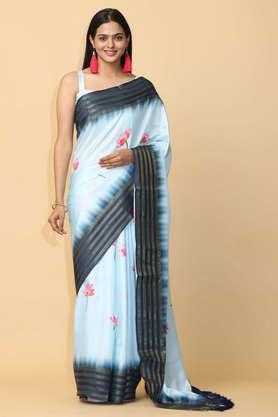 floral silk festive wear women's saree - sky blue