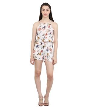 floral sleeveless playsuits