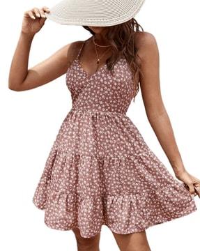 floral sleeveless tiered dress