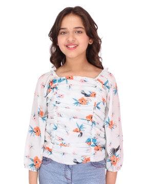 floral square neck top